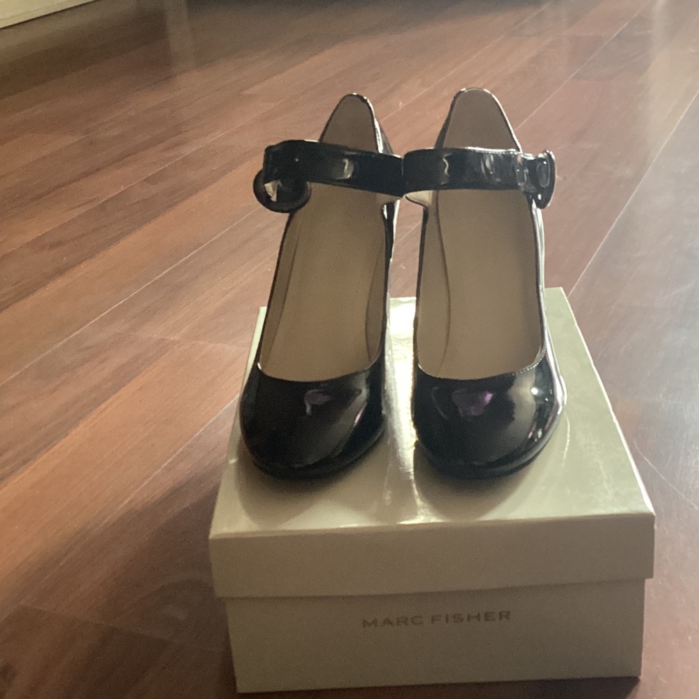 Marc Fisher Black Patent Mary Jane Heels